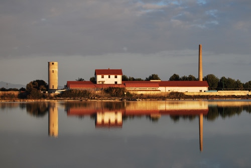 Immagine con riflesso, acqua, torre, ciminiera, alberi, casa, riflessi, fiume, silos, cascina