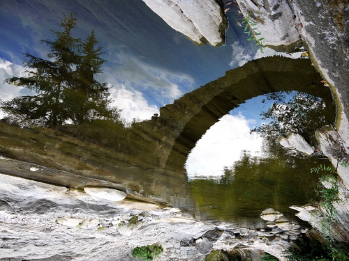 Immagine con ponte, alberi, acqua, riflesso, arco, fiume, cielo