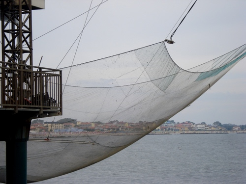 Immagine con mare, rete, pescare, acqua, pesca, trabucco, ringhiera, cavi