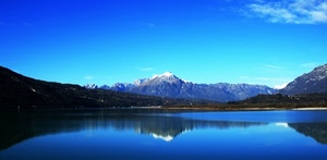 lago, panorama, riflesso, acqua, montagne, blu, montagna, paesaggio, cielo