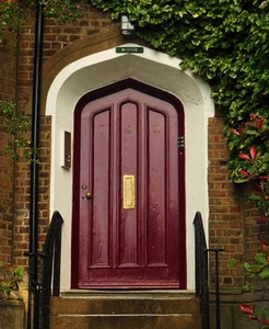 porta, ringhiera, gradini, rosso, scale, verde, scala, bianco, ingresso, edera