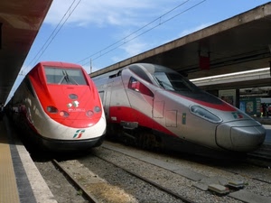 stazione, treni, binari, rosso, freccia, ferrovia, due, rossa, frecciarossa, treno