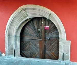 arco, legno, porta, rosso, portone, cartello, cornice, muro