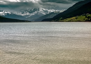 montagne, nuvole, neve, lago, acqua, mare