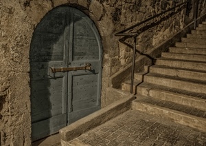 gradini, porta, scala, portone, legno, corrimano, scalinata, arco