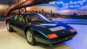 ponte, auto, automobile, ferrari, blu, esposizione, ruote, città, sportiva