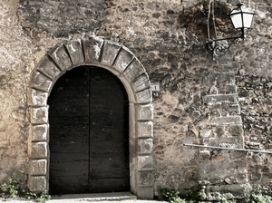 lampione, arco, portone, pietre, muro, porta, numero, stemma, civico, pietra, palazzo, legno, corrimano, mascherone