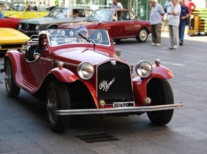 automobile, rosso, fari, rossa, epoca, macchina, auto, targa, storica