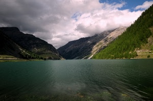 lago, nuvole, alberi, montagna, acqua, montagne, verde, boschi