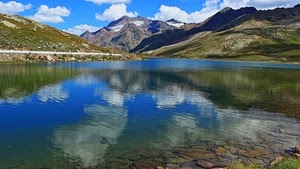 lago, acqua, riflesso, montagna, nuvole, montagne, cielo, riflessi