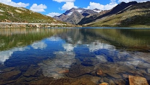 lago, montagne, nuvole, acqua, cielo, riflesso, montagna, riflessi, panorama