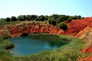 lago, verde, acqua, rosso, alberi, terra, roccia, laghetto, rossa, erba, natura
