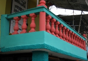 rosso, verde, balcone, balaustra, colonne, colori, bicolore, porta, colonnine, azzurro