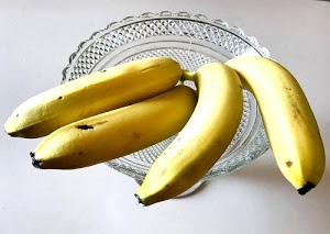 banane, giallo, quattro, vetro, piatto, frutta, bianco, cristallo
