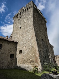 torre, nuvole, cielo, finestre, casa, pozzo, merli, erba, castello, verde, tetto, comignolo, piante, medioevo