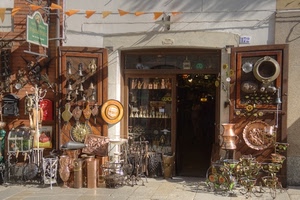 rame, negozio, vetrina, porta, ferro, esposizione, oggetti, vetrine, bottega, bandierine