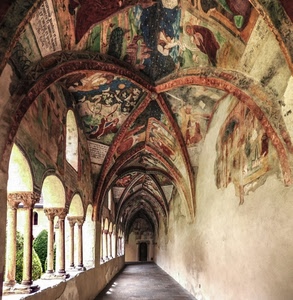 colonne, affreschi, portico, archi, porta, volta, dipinti, chiostro, volte