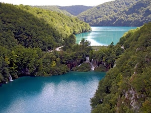 alberi, acqua, laghi, cascate, cascata, montagna, montagne, verde, panorama, lago, monti, bosco