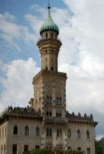 torre, finestre, cupola, palazzo, balconi, nuvole, cielo, campanile