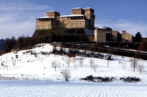 castello, neve, torri, collina, inverno, mura, bianco, alberi