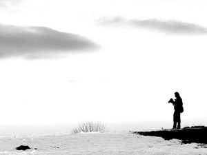 fotografo, neve, nuvole, bianconero, bianco, controluce, silhouette, nero, panorama