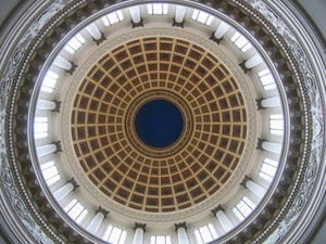 cupola, cerchio, colonne, cerchi, blu, finestre, geometrico, prospettiva, chiesa