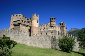 castello, torri, cielo, alberi, merli, mura, prato, verde, fortezza, torre