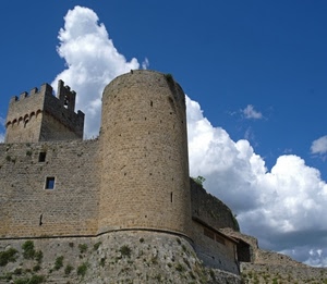 castello, torre, merli, nuvole, cielo, torri, mura, bianco