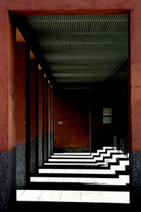 ombre, pilastri, portico, colonne, rosso, portici, scalini, nero, prospettiva