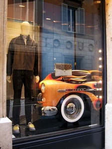 manichino, vetrina, riflesso, auto, ruota, automobile, borsa, vestiti, macchina