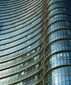 grattacielo, finestre, vetri, curve, azzurro, architettura, geometrie, palazzo, vetro, palazzi