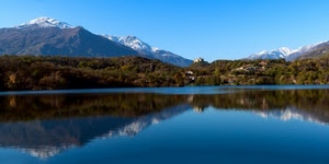 montagne, lago, riflesso, neve, acqua, cielo, panorama, riflessi, alberi