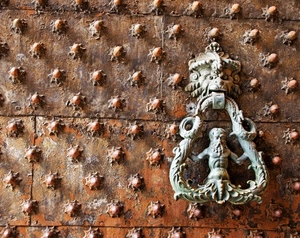 batacchio, porta, ferro, chiodi, legno, portone, battiporta, metallo, bronzo, figura