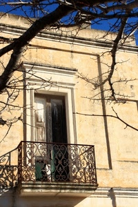 balcone, ringhiera, rami, finestra, albero, porta, ferro, ramo