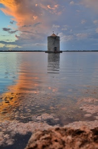 mulino, riflesso, nuvole, acqua, mare, cielo, lago, alba, tramonto