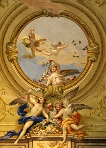 angeli, dipinto, affresco, ali, cerchio, soffitto, volo, putti