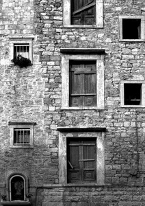 finestre, bianconero, edicola, porte, grate, pietre, casa, pietra, finestra, facciata, mattoni, muro