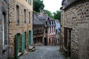 vicolo, porte, finestre, case, verde, tetti, borgo, pietra