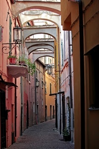 archi, balcone, vicolo, finestre, strada, porte, palazzi, piante