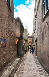 vicolo, nuvole, cielo, arco, finestra, prospettiva