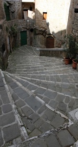 vicolo, scalinata, gradini, scala, vasi, case, discesa, scale, porta, portoni