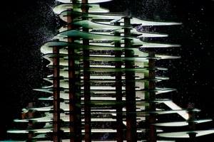 verde, fontana, acqua, vetro, nero, gocce, pali, ripiani, controluce