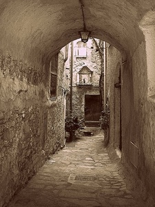 vicolo, porta, lampione, arco, strada, edicola, paese, finestra, finestre