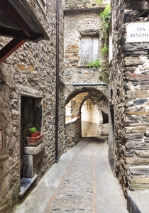 vicolo, arco, finestra, pietra, vaso, porta, strada, archi, scorcio