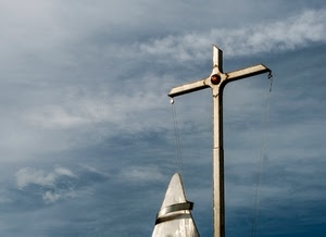 cielo, croce, nuvole, fili, azzurro, ferro, bianco