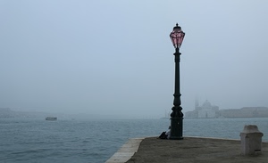 lampione, nebbia, mare, acqua, venezia, laguna, panorama, chiesa, molo