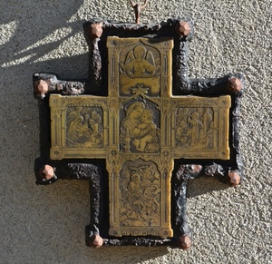 croce, muro, madonna, metallo, ottone, angelo, ombra, oro, bronzo, giallo, bassorilievi, bambino, bassorilievo