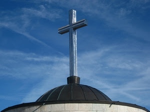 croce, cupola, cielo, nuvole, chiesa, blu, azzurro, rame, metallo