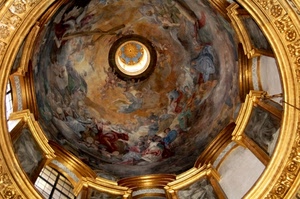 cupola, oro, finestre, affreschi, interno, dipinti, chiesa, dipinto, luce, affresco