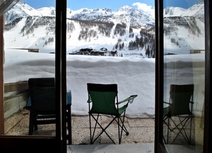 neve, sedie, montagne, montagna, bianco, finestra, porta, balcone, panorama, alberi